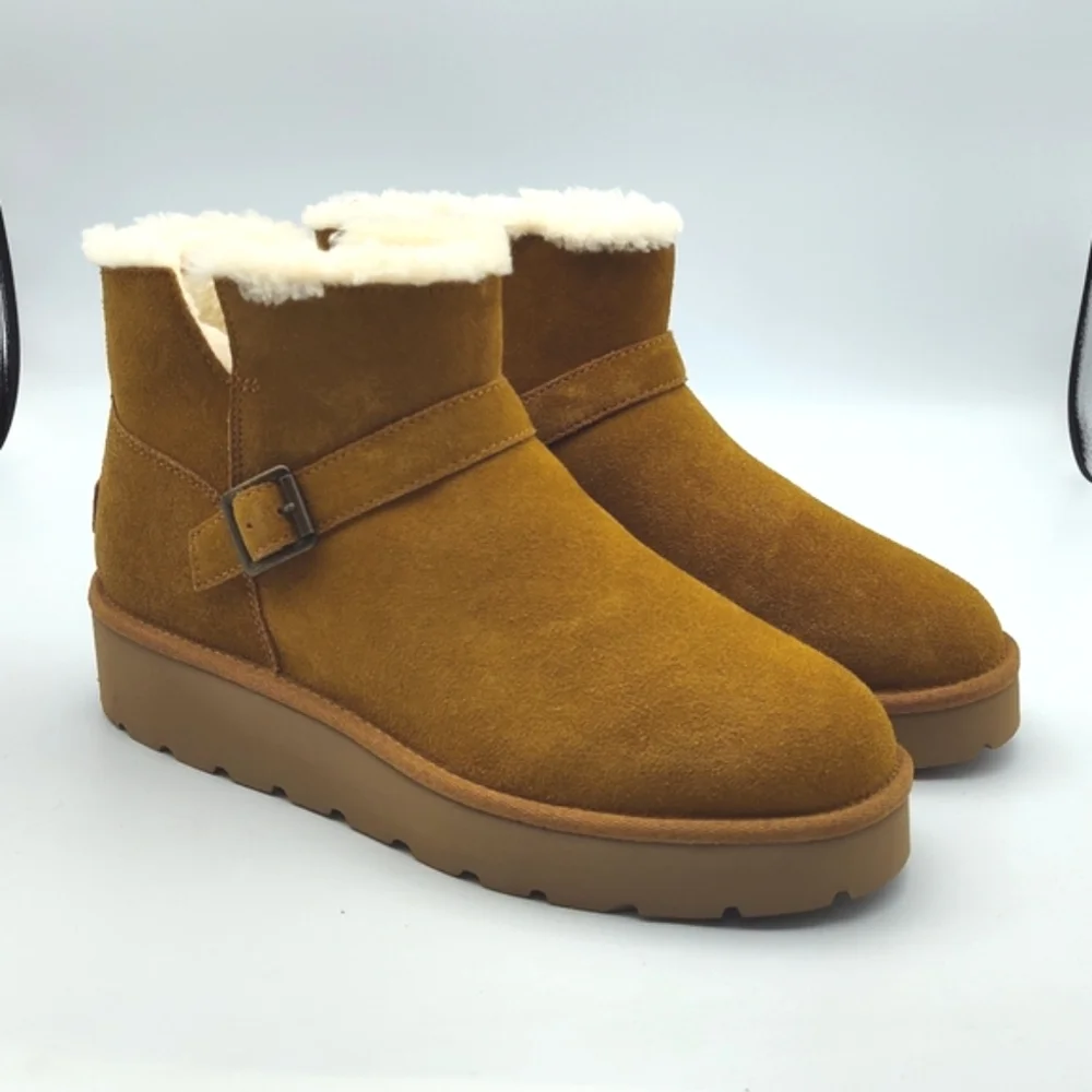 New UGG Koolaburra Suede Wedge Kelissa Mini Winter Boot In Tan 🤎 Size 10_3